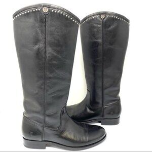 Frye Black Melissa Stud Moto Biker Riding Leather